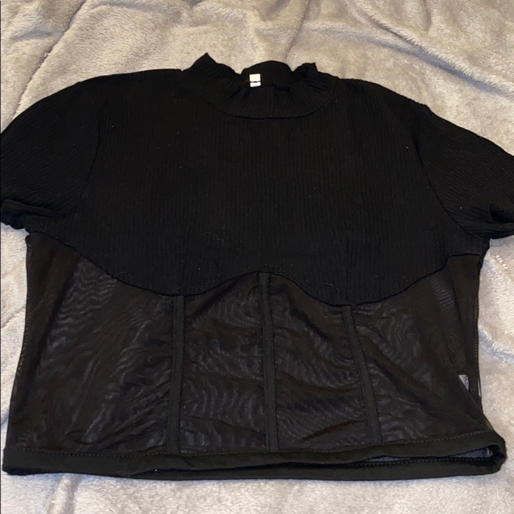 Sexy black see through crop top